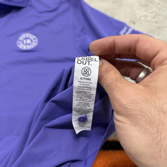 G Fore Shirt Mens Large Purple Solid Golf Polo Performance Stretch Palm Beach - Picture 6 of 9